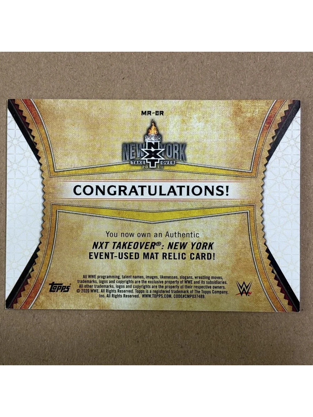 2020 Topps Road to WrestleMania Erik #MR-ER Superstar Mat Relics #/199